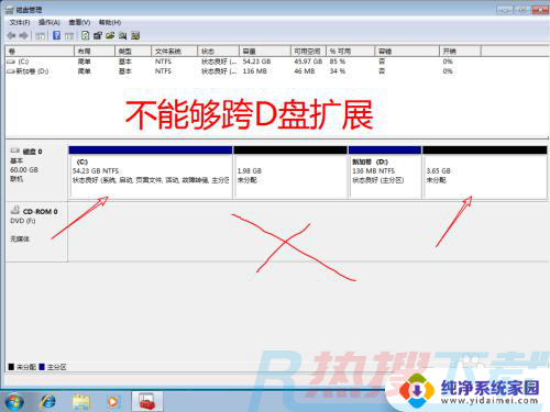 windows7删除d盘不能扩c盘 删除d盘后c盘无法扩展(图2)